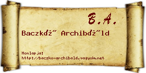 Baczkó Archibáld névjegykártya